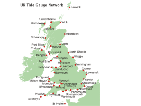 Above image shows all 42 tide gauges across the UK. Image source / credit: https://ntslf.org